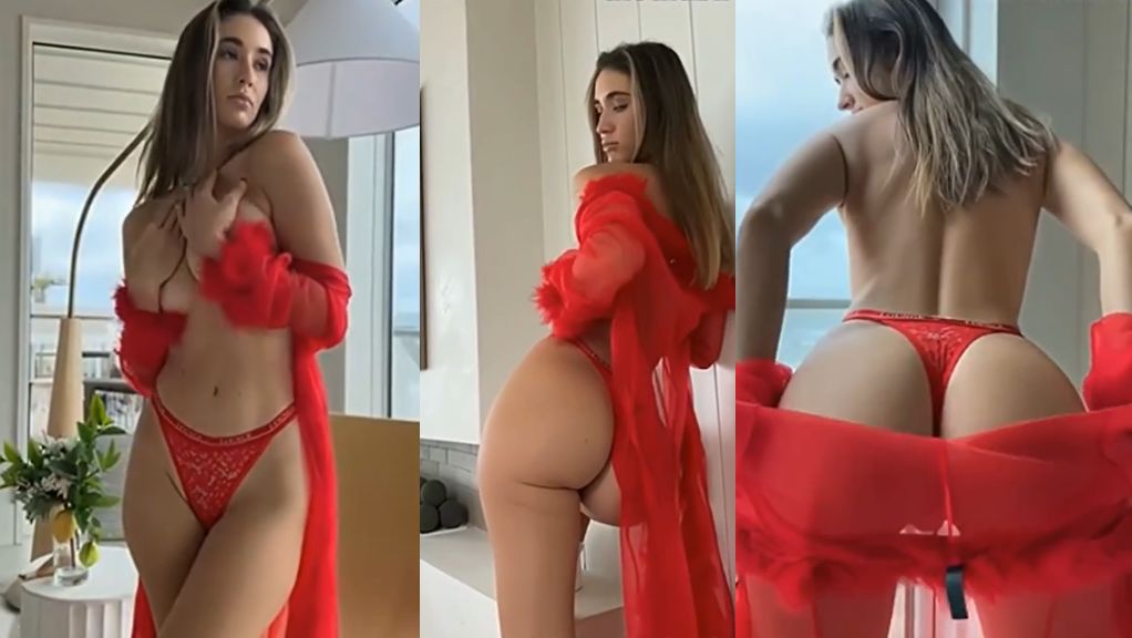 Natalie Roush PPV Nude Red Outfit Striptease