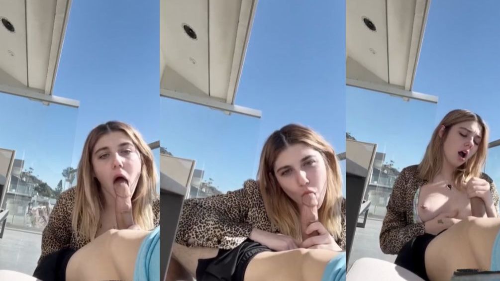 Alexis Evans Facial Blowjob In Balcony