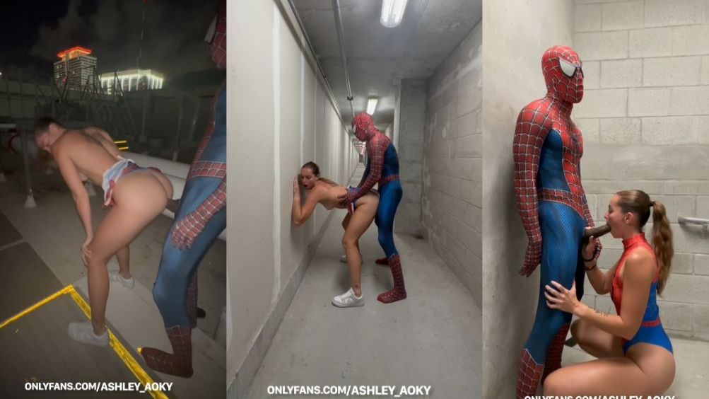 Ashley Aoky Gets Pounded In Spidey Suits With BF