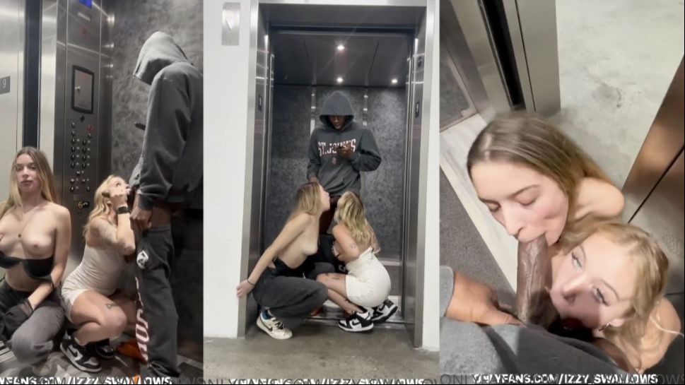 Kennedy Kay And Izzy Swallows Suck Cock In Elevator