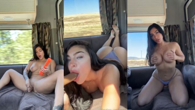 Emjayplays Nails Her Pussy In A Moving Car