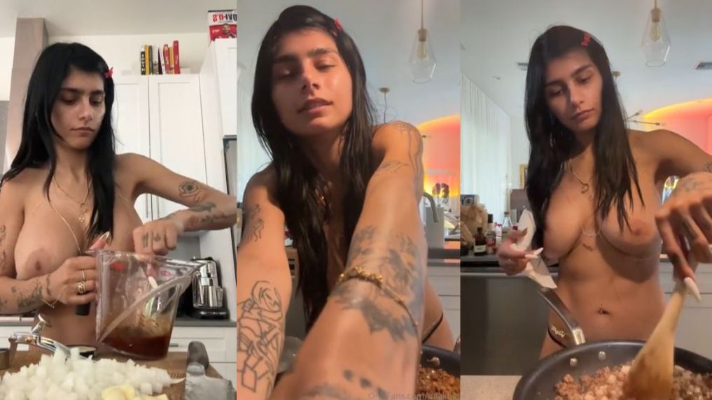 Mia Khalifa Takes Off Her Clothes While Cooking