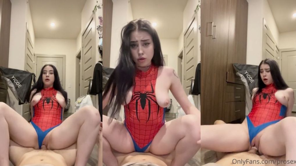 Rosie Rider Spiderwoman Rides A Cock On Floor